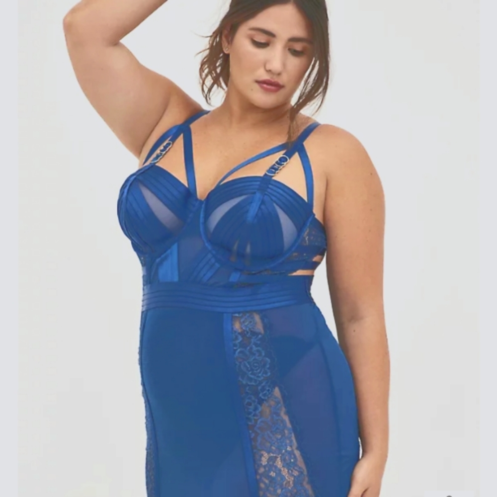 💋Lace Cage Chemise - Blue